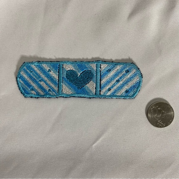 Dandy Flower Trash Clown-Core Artist Made Heart Bandaid Iron On Patch - Picture 3 of 3